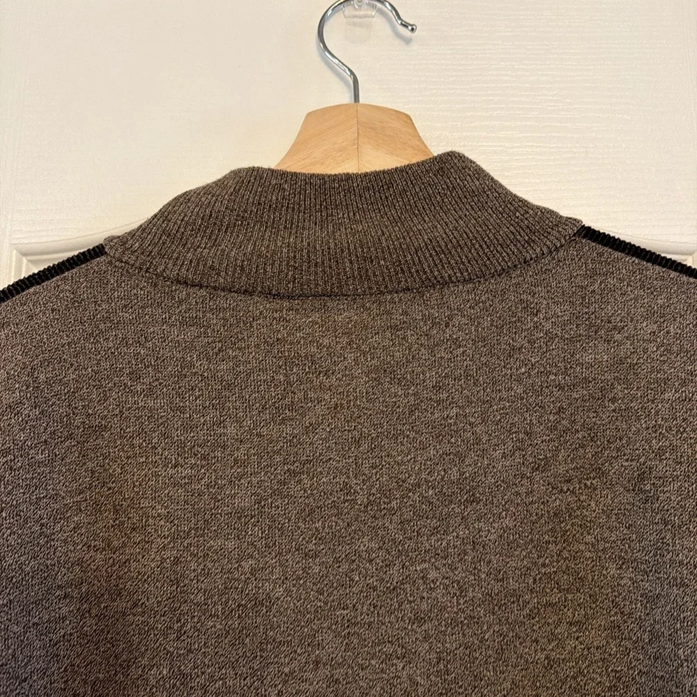 SilverSilk Men's Quarter/Half Zip Pullover Sweater Sz 4X Brown Corduroy Trim New